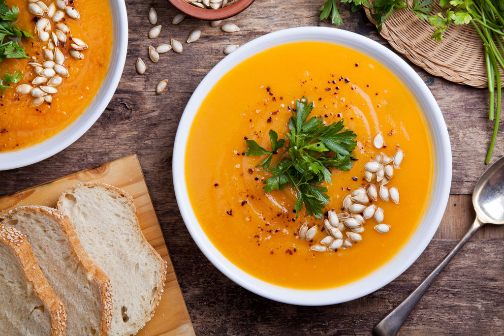 Potage à la courge butternut et lait de coco