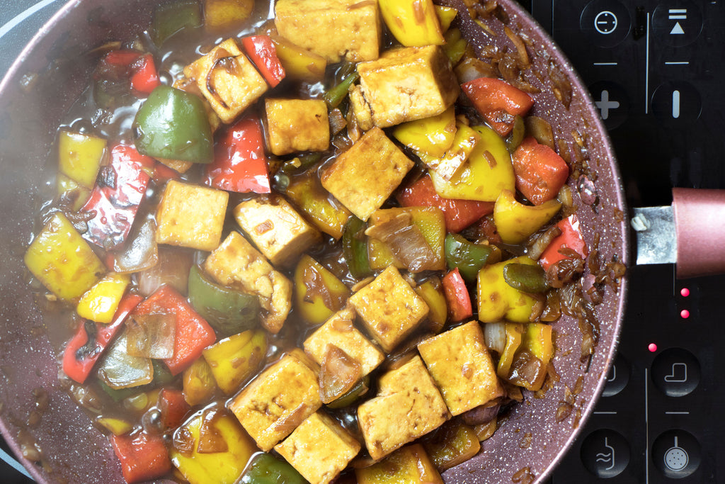 Sauté de tofu aux courges et poivrons